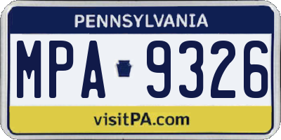 PA license plate MPA9326