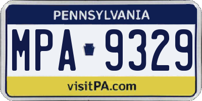PA license plate MPA9329