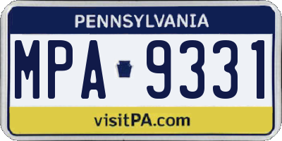 PA license plate MPA9331