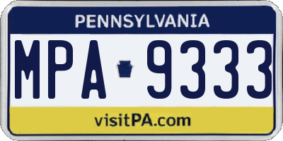 PA license plate MPA9333