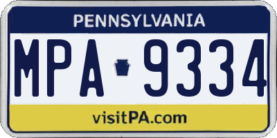 PA license plate MPA9334