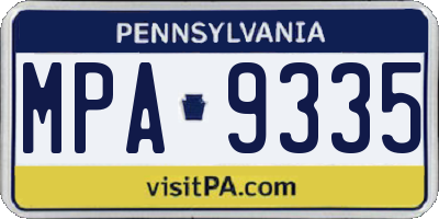 PA license plate MPA9335