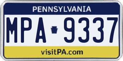 PA license plate MPA9337