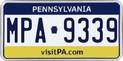 PA license plate MPA9339