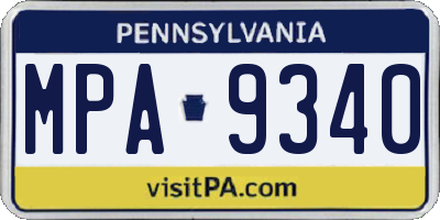 PA license plate MPA9340