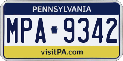 PA license plate MPA9342