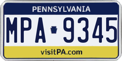 PA license plate MPA9345