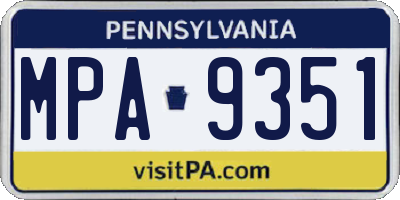PA license plate MPA9351