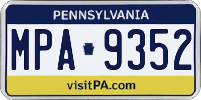 PA license plate MPA9352