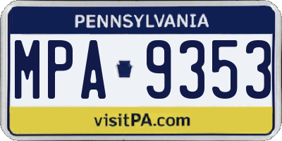 PA license plate MPA9353
