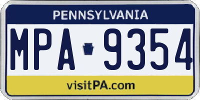 PA license plate MPA9354