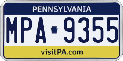 PA license plate MPA9355