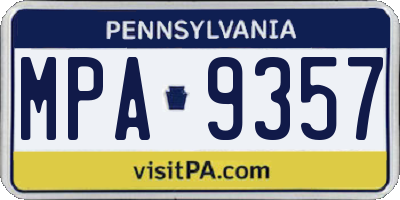 PA license plate MPA9357