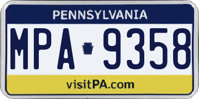 PA license plate MPA9358