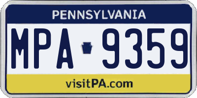 PA license plate MPA9359