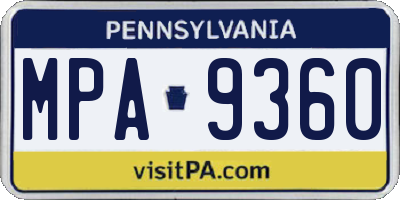 PA license plate MPA9360