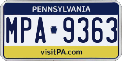 PA license plate MPA9363