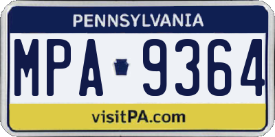 PA license plate MPA9364