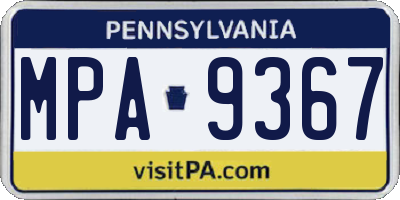 PA license plate MPA9367