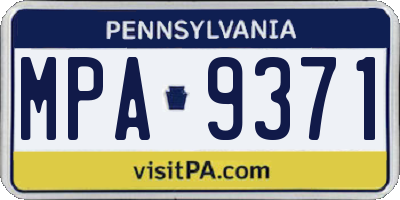 PA license plate MPA9371