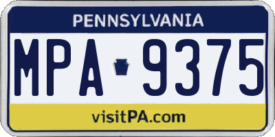PA license plate MPA9375