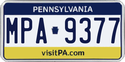PA license plate MPA9377