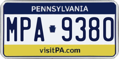 PA license plate MPA9380