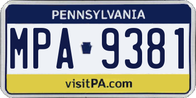 PA license plate MPA9381