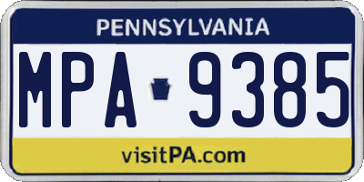 PA license plate MPA9385