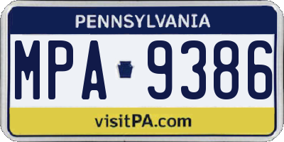 PA license plate MPA9386