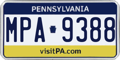 PA license plate MPA9388