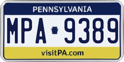 PA license plate MPA9389