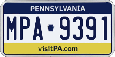 PA license plate MPA9391