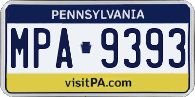 PA license plate MPA9393