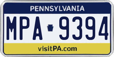 PA license plate MPA9394