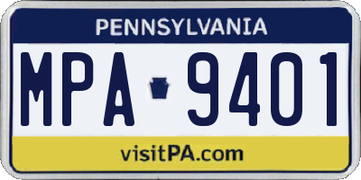 PA license plate MPA9401
