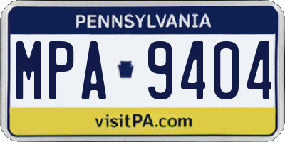 PA license plate MPA9404