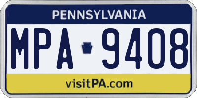 PA license plate MPA9408