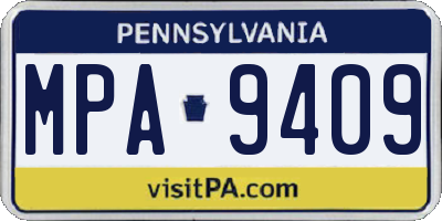 PA license plate MPA9409