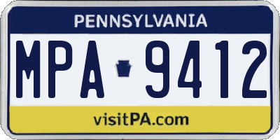 PA license plate MPA9412
