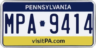 PA license plate MPA9414