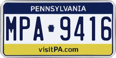 PA license plate MPA9416