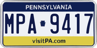 PA license plate MPA9417