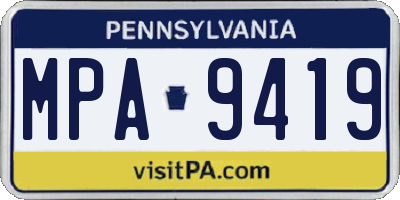 PA license plate MPA9419