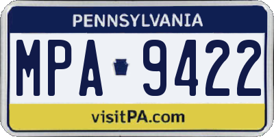 PA license plate MPA9422