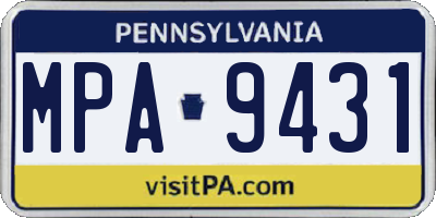 PA license plate MPA9431