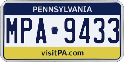 PA license plate MPA9433