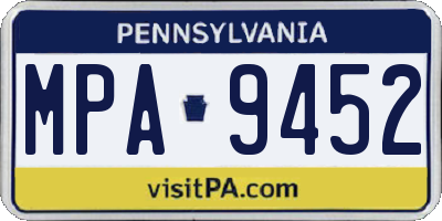 PA license plate MPA9452