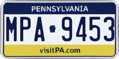 PA license plate MPA9453