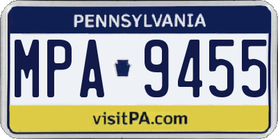 PA license plate MPA9455
